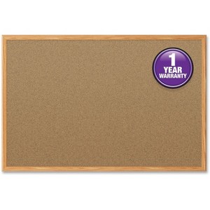 Mead - Classic - Cork Bulletin Board - Natural Cork Surface - Aluminum Frame - Oak - 36 in. x 24. - 1 Each - 1 of 4