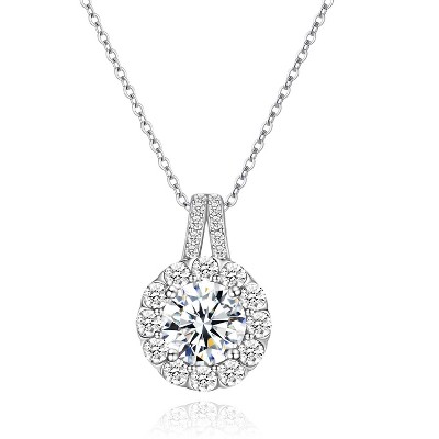 Molenia Moissanite Necklace for Women, 1 CT D Color VVS1 Lab Diamond Pendant, 18K White Gold Plated 925 Sterling Silver, Hypoallergenic Jewelry