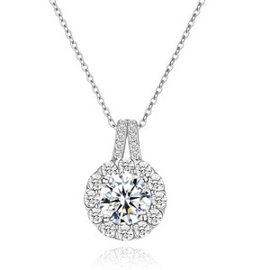 Molenia Moissanite Necklace for Women, 1 CT D Color VVS1 Lab Diamond Pendant, 18K White Gold Plated 925 Sterling Silver, Hypoallergenic Jewelry - 1 of 4