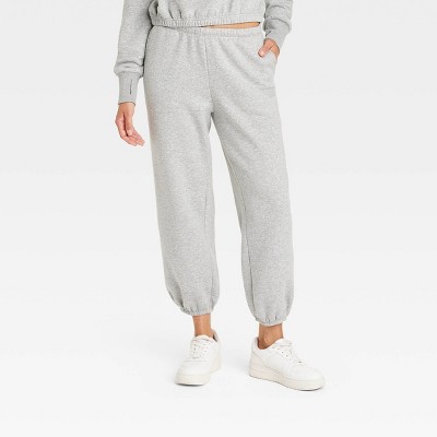 Image of Women's Fleece Mid-Rise Cinched Jogger Sweatpants - JoyLab™ Heathered Gray M