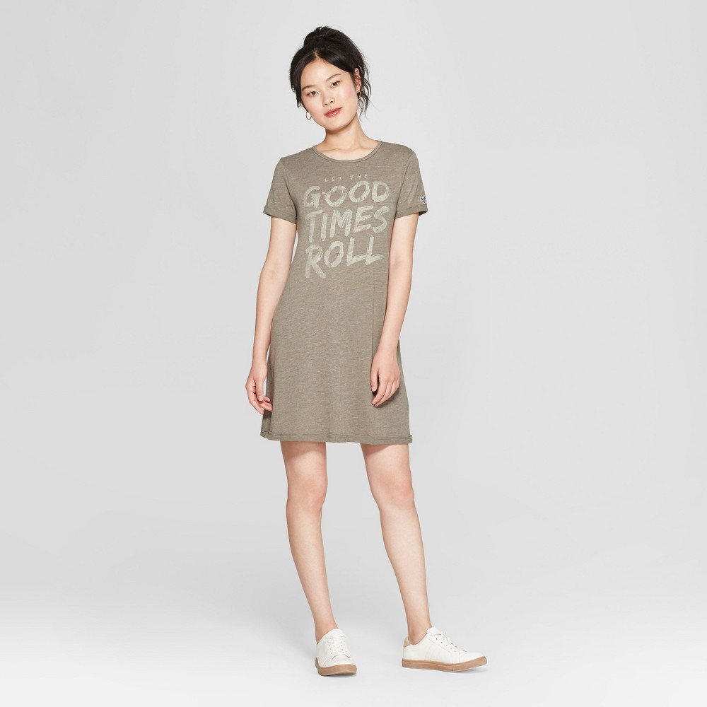 petiteJunk Food Women's Short Sleeve Good Times Roll Graphic T-Shirt Dress - Green S, Size: Small was $24.0 now $7.19 (70.0% off)