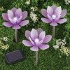 Collections Etc Solar Powered Lotus Flower Outdoor Garden Stakes - Set of 3 - 2 of 2