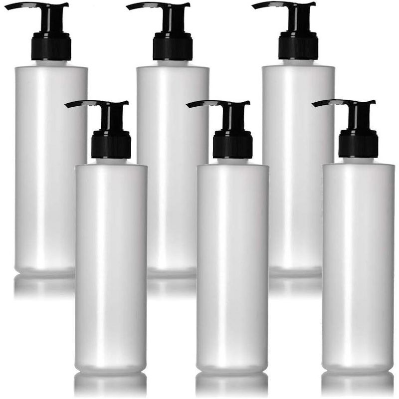 IMPRESA - 6 Pack 8 Oz Plastic Pump Dispenser Bottles for Lotion, Massage Oil, Shampoo & More,  Refillable, BPA Free, Empty 8oz Containers, 1 of 6