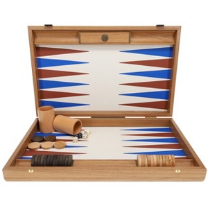 WE Games Luxury Wood Backgammon Set with Leatherette Interior - 19 inches - Handcrafted in Greece - 1 of 4