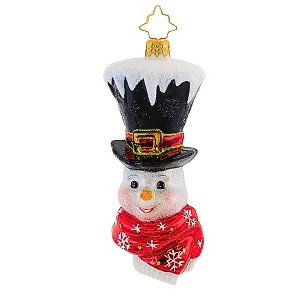 Christopher Radko 5.0 Inch It's Chilly At The Top Snowman Carrot Nose Tree Ornaments - 1 of 3