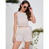 WhizMax Women's Summer Two Piece Outfits Short Sets Sleeveless Round Neck Crop Top Tank Hight Waist Shorts with Pocket - 3 of 4