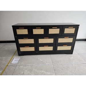 10-Drawer Dresser for Bedroom, Rattan Farmhouse Chest with Handles, Freestanding Wooden Storage Cabinet for Living Room, Closet, Entryway - 1 of 1