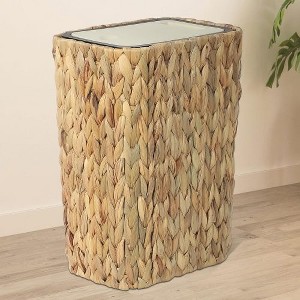 LunaLulinlk Boho Trash Can with Lid for Bathroom,2.6Gallon Small Rattan Garbage Can with Press Top Lid - 1 of 4