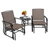 Costway Double Swing Glider Chair Rocker Glass Table Umbrella Hole Turquoise\Brown\Black - 3 of 4