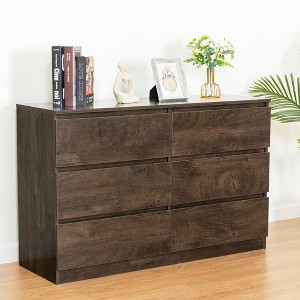 RISOKEYS 6-Drawer Dressers,Furniture Spacious and Stylish Chest of Drawers for Storage and Organization,for Closet,Bedroom, Living Room,Corridor,Brown - 1 of 4