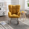 Indoor Rocking Chair Wingback Arm Chair Tufted Upholstered Teddy Fabric Nursery Room Rocking Chair With Solid Wood Base-Maison Boucle - 2 of 4