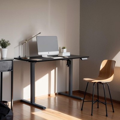 FURNIinspire Desks Standing Desk with Adjustable Height Solid Steel Frame and Large Workspace for Home Office, Black, 49.8"*25.59"*4.25"