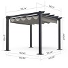 Outdoor Aluminum Pergola, Upgraded Retractable Canopy, Adjustable Shade, Metal Patio Shelter, Wood Grain-Look Frame, for Garden and Backyard - 3 of 4
