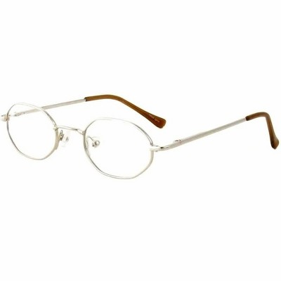 Metal Flex by Vivid E Designer Reading Eye Glasses in Chrome Gold 41mm +3.00 | Ladies | Oval Shape | X-Small Fit
