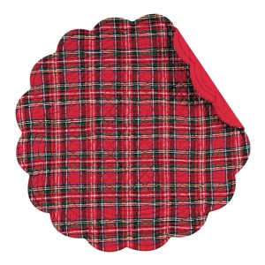 C&F Home Red Plaid Cotton Quilted Round Reversible Placemat Set of 6 - 1 of 3