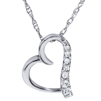 Pompeii3 Diamond Heart Shape Pendant 10K White Gold