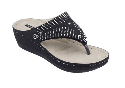 GC Shoes Virginia Embellished Comfort Slide Wedge Sandals