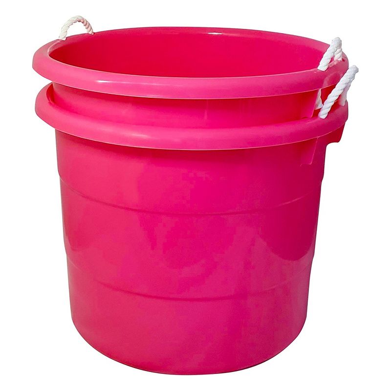 Homz 18 Gallon Durable Plastic Utility Storage Bucket Tub Organizers with Strong Rope Handles for Indoor and Outdoor Use, 4 of 7