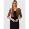 Allegra K Women's Elegant 3/4 Sleeve Sheer Floral Lace Cropped Bolero Shrugs - 3 of 4
