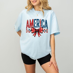 Simply Sage Market Coquette America Checkered Garment Dyed Tee - 1 of 4