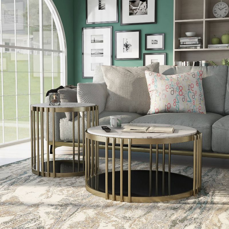 2pc Solstice Glam Coffee and End Table Set Antique Brass - HOMES: Inside + Out, 3 of 8