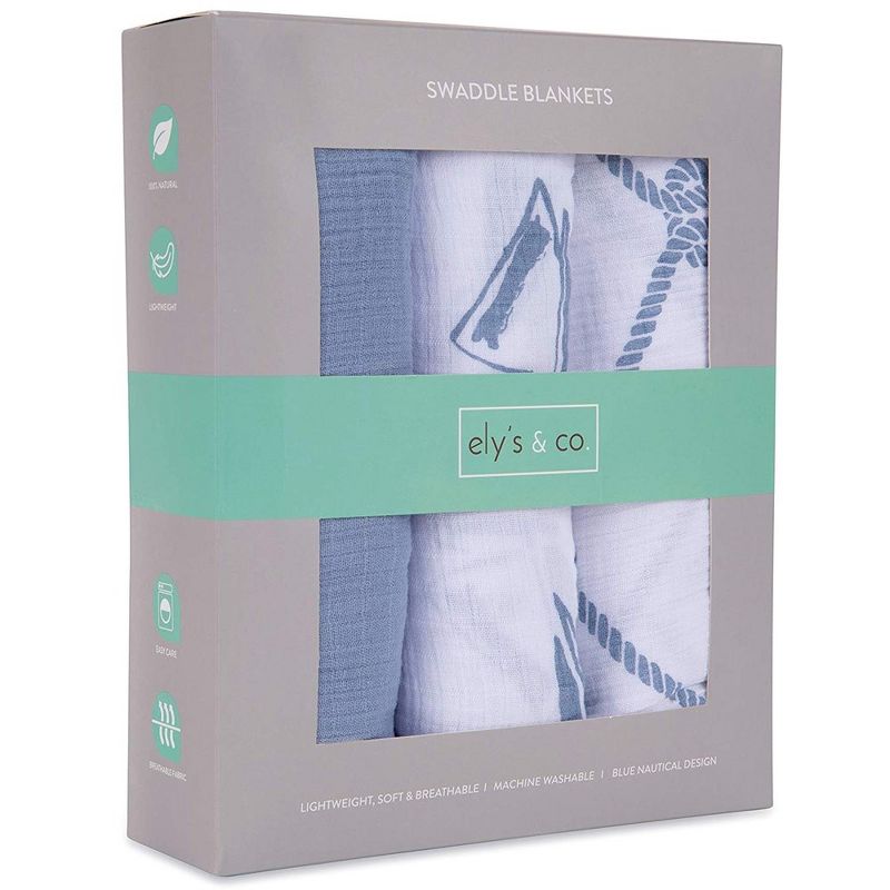 Ely's & Co. Cotton Muslin Swaddle Blanket  3 Pack, 4 of 6