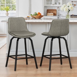 Arceso Upgrade Enlarged Seat Swivel Bar Stools Set of 2, 26 Inch Counter Height Bar Stools, Thickened Faux Leather Barstools with Backs - 1 of 4