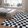 Washable Modern Checkered Area Rug | Stain Resistant Soft Geometric Throw Rug | Non-Slip Low Pile Accent Carpet for Living Room, Dining, Nursery - 4 of 4