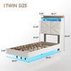 Floating Platform Bed Frame with Storage Headboard, Charging Station, LED Lights, Beige - 2 of 4