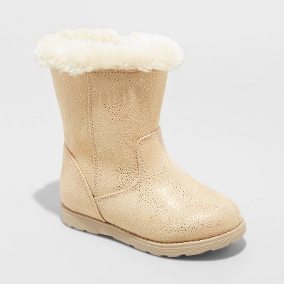 Image of Toddler Girls' Leah Winter Shearling Style Boots - Cat & Jack™ Gold 9