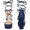 Perphy Women's Rhinestone Strap Lace Up Chunky High Heel Platform Sandals - 2 of 3