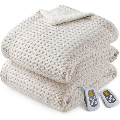Heated Blanket Throw Twin Queen King, Waffle Weave Electric Throw Blanket Fast Heating with LCD Controller, Auto Off, ETL Certified, Machine Wash