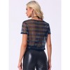 INSPIRE CHIC Women's Mesh Crop Short Sleeve Metallic Party See-Through Crop Shirts - 4 of 4