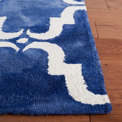 Ivory and Navy Hand-Tufted Wool Square Rug