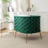 SEYNAR Mid-Century Modern Velvet Accent Chair, Gold Finish Barrel Chair for Living Room - 4 of 4