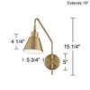 360 Lighting Marybel Modern Swing Arm Wall Lamps Set of 2 Brass Plug-in Light Fixture Tapered Metal Shade for Bedroom Bedside Living Room Reading Home - image 4 of 4