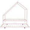 CAVINAS Twin Size Small House Bed Frame With Trundle,Metal Floor Bed for Kids Room,Bedroom - 4 of 4