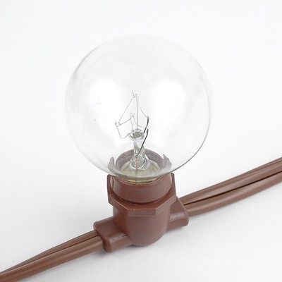 Warm White LED Globe Outdoor String Lights with Brown Wire, 100 Feet