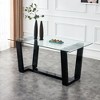 NicBex 63 Inch Rectangle Dining Table with Tempered Glass Tabletop and MDF Trapezoid Bracket for 6 to 8,Living Meeting Room - 2 of 4