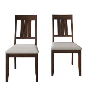 ChaletPosh Wooden Dining Chair With Warm Grey Cover (Set of 2) - 1 of 4