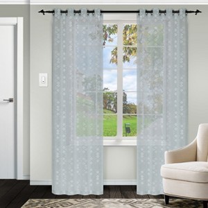 Geometric Diamond Sheer Grommet Curtain Panel Set by Blue Nile Mills - 1 of 4