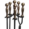 Barton 5pcs Hearth Fireplace Set Fire Tools Brush Brass Iron 31" Base - 2 of 4