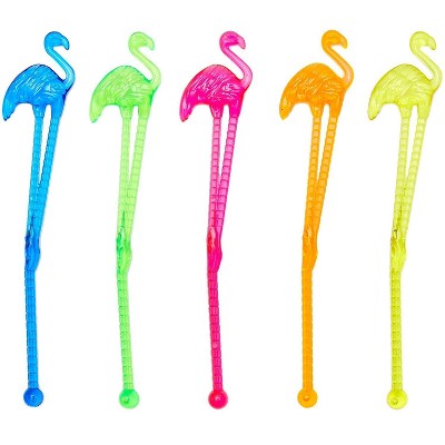 Blue Panda 100 Pack Tropical Flamingo Disposable Plastic Beverage Cocktail Drink Stirrer Swizzle Stir Sticks 6"