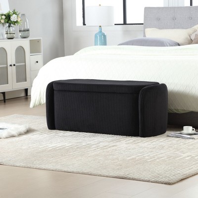 PAGED 52 Inch Storage Ottoman Bench Modern Corduroy Bench with Metal Legs for Living Room, Bedroom, Entryway, Load 300 lb
