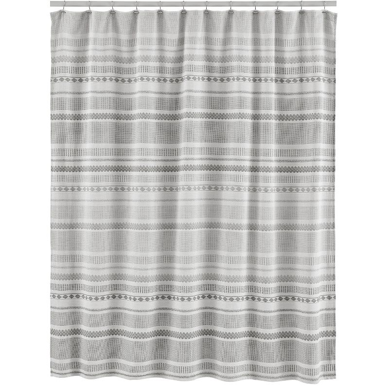 Sweet Jojo Designs Shower Curtain 72in.x72in. Boho Geometric Jacquard Grey Ivory, 2 of 7