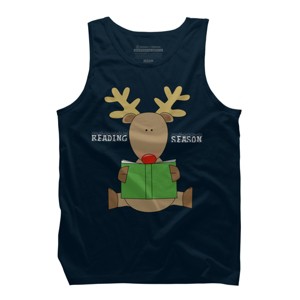 Men's Design By Humans Christmas Reading Reindeer Shirt By Galvanized Tank Top - 1 of 3