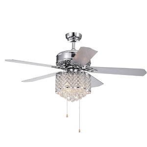 Warehouse Of Tiffany Deidor 52" Chrome Ceiling Fan with Crystal Chandelier with Pull Chain - 1 of 3