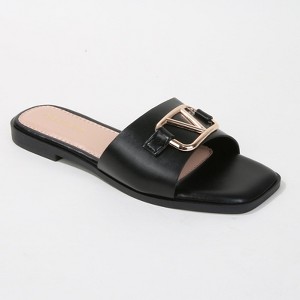 Berness Women's Kimber Statement Buckle Accent Slide Sandals - 1 of 4