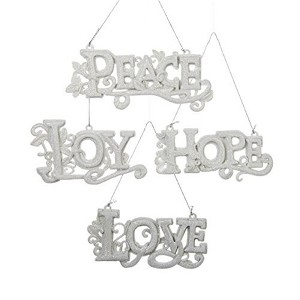 Kurt Adler Word Ornaments for Christmas Tree, Peace, Joy, Hope, Love (Set of 4) - 1 of 1