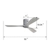 52 Inch Low Profile Ceiling Fan DC 3 Solid Wood Fan Blade Noiseless Reversible Motor Remote Control Without Light - 4 of 4